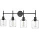 Asheville 4 Light 34.75 inch Matte Black Vanity Light Wall Light